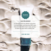 Customer review over tube of LASPA Moisturizing Mineral Sunscreen SPF 30. "Love this product!"